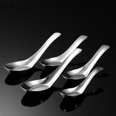 Cuillère à fond plat en acier inoxydable 304, fine, verticale, polie miroir, multi-spécifications, pratique, cuillère à nœud, vaisselle chinoise