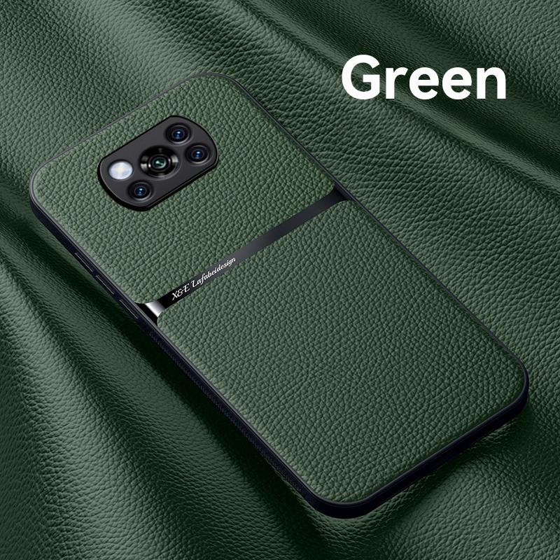 For Poco X3 Pro Case Leather Car Magnetic Holder Phone Case for Xiaomi PocoX3 Poco X3 NFC Little X 3 With Metal Plate Back Cover