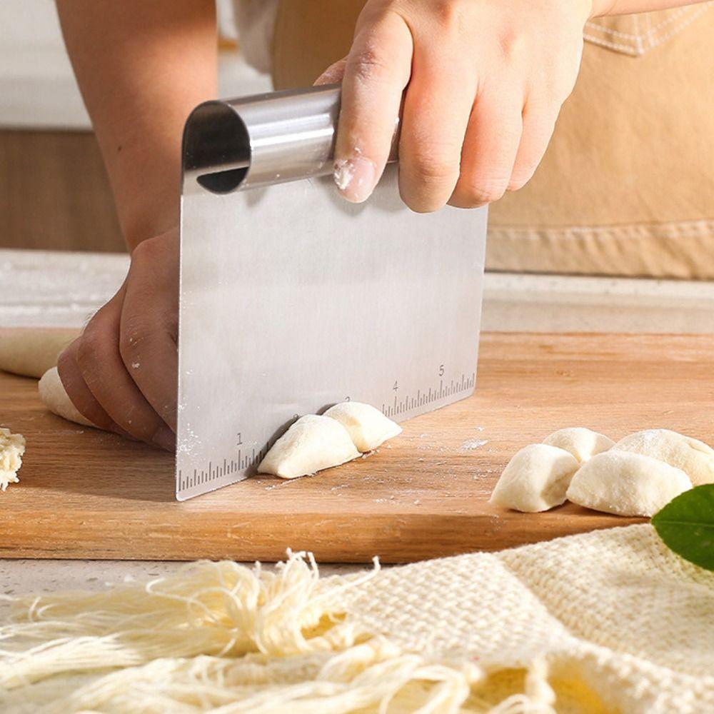 Stainless Steel Dough Cutter Curled Edge Pastry Spatula Multifunctional Pizza Scraper Bread