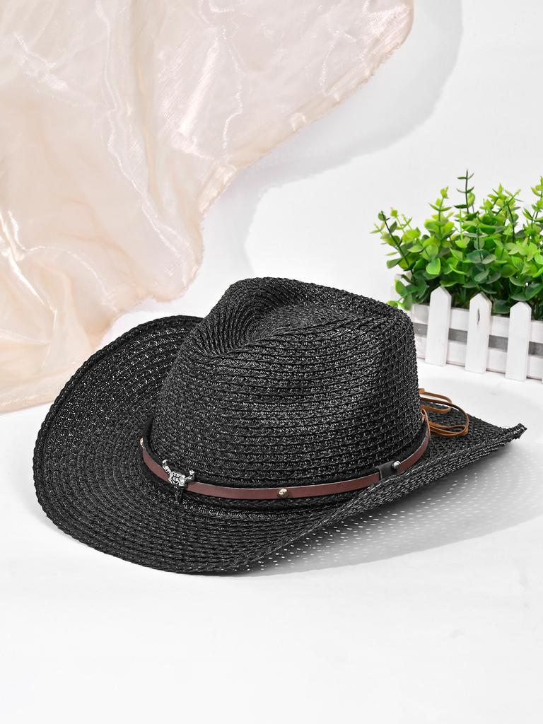 New Western Cowboy Straw Hat Retro Straw Hat Fashion Jazz Hat Top Hat