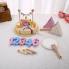 Children's Simulation Wooden Birthday Cake Toys  Playsets Pretend Play Cutting Food Game Children Role Play Toy Gift Presents for Boy Girl