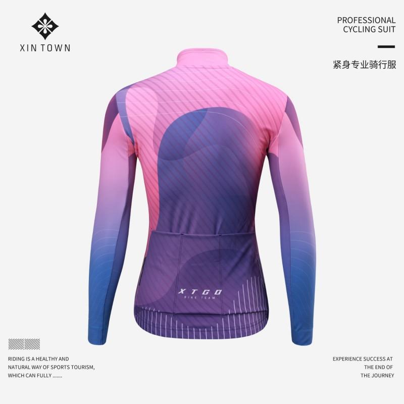 Womens Fleece Long Sleeve Cycling Jersey Riding Top Breathable Thermal Bike Apparel