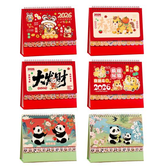 Chinese New Year Desk Calendar 2026 Lunar Standing Flip Calendar Zodiac Horse Monthly Planner