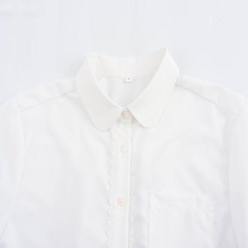Fashion Style 2024 Summer New Arrival Women's Clothing Artsy Comfortable Modal Anti-Wrinkle Short Sleeve Shirt Ingot Collar Lace