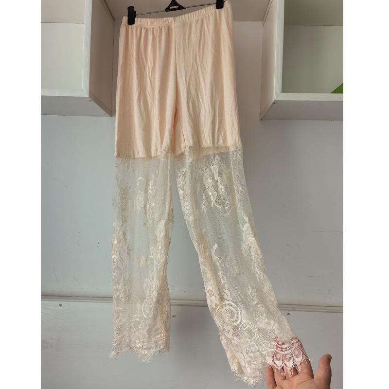 Women's Winter Velvet Lace Qipao Hanfu Pants: Breathable, Anti-Exposure Base Layer Pajamas