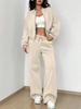 2024 Spring and Autumn Sweater Two-piece Women's Clothing European and American Cross-border Trend Fashion Casual Zipper Cardigan Trousers
