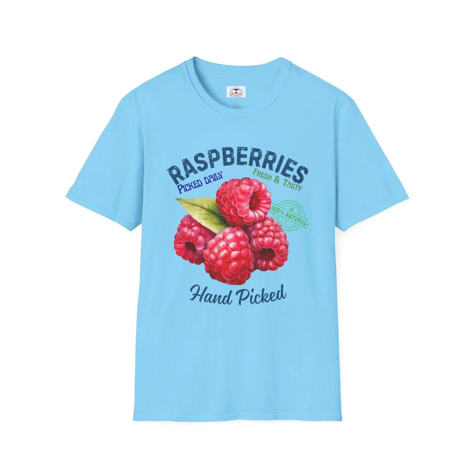 Vintage Fruit Hand-Picked Raspberries T-Shirt Softstyle Unisex Tee Great Gift S