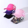 High quality truck baseball cap with rope truck mesh cap plaid printing American breathable sun protection duck tongue