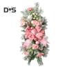 Christmas Stair Swag Teardrop Trim Christmas Staircase Swag Wreath with Bow Artificial Pine Branch Swag for Holiday Home Decoration