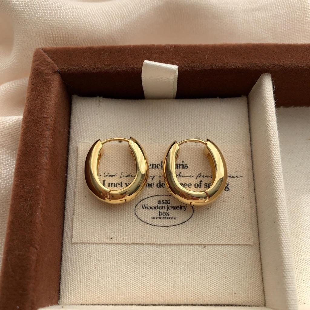 Minimalist U-Shaped Oval Earrings, Ear Buckles, Light Luxury, Retro, Exquisite, Advanced Texture, Commuting Personality, Versatile Earrings