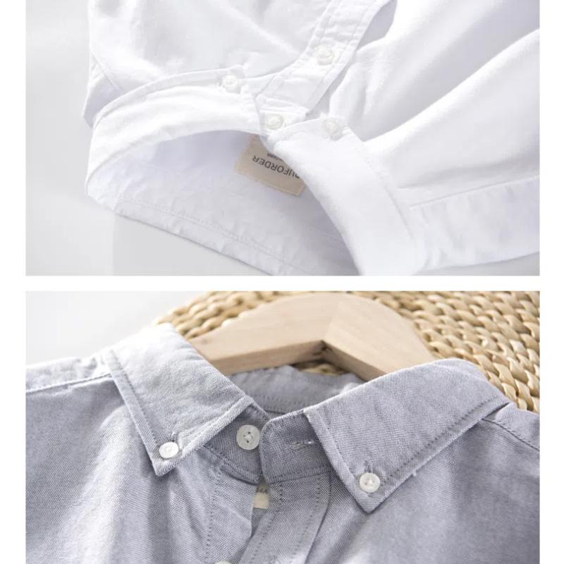 Spring and Summer Long Sleeve Shirt Men Daily Casual Shirt Lapel Collar Pocket Oxford 100 Cotton Shirt Versatile Men Tops