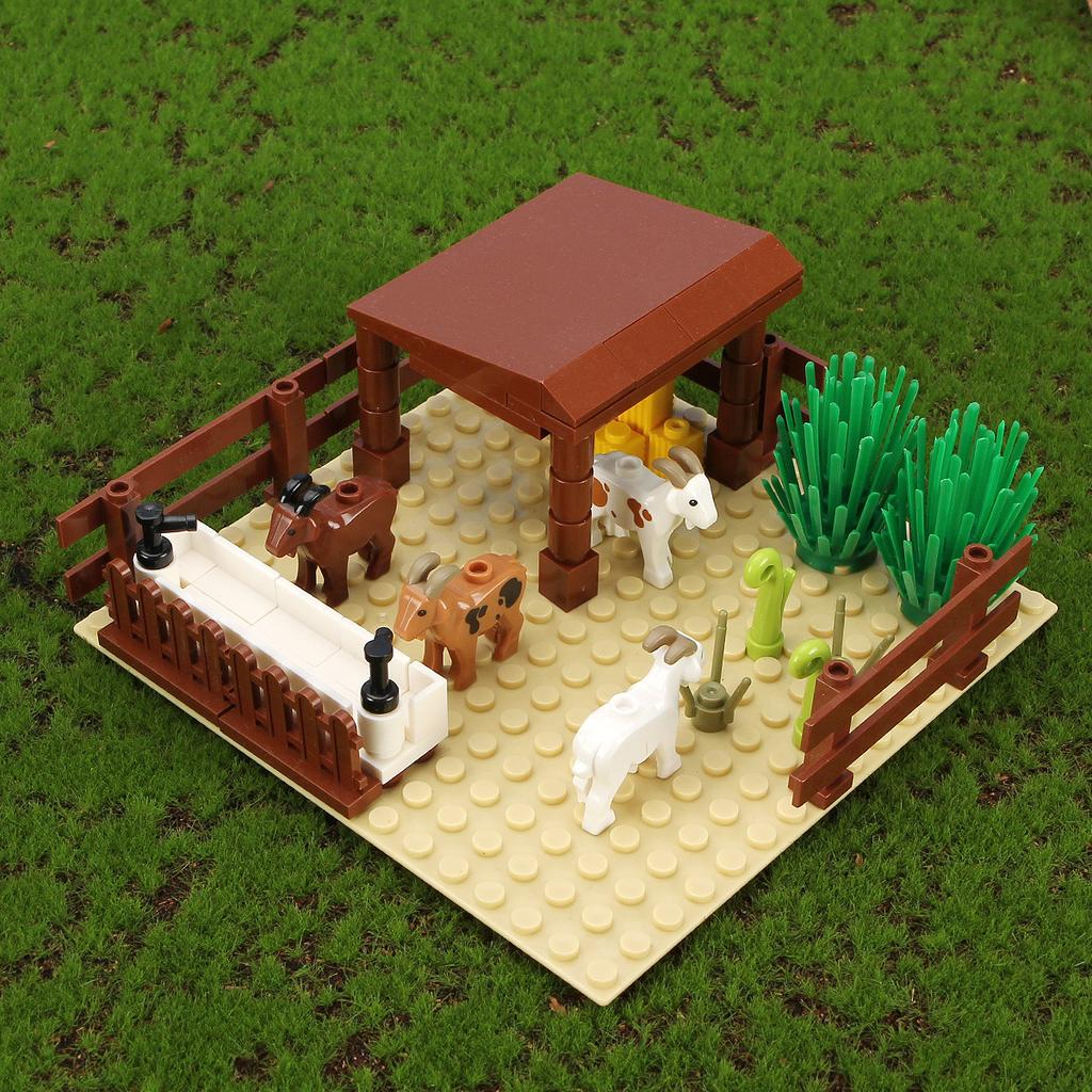 Animal Scene Assembly Block Toys, Cowshed, Pigsty, Sheepfold, Duck Pond, Used For Desktop Decoration