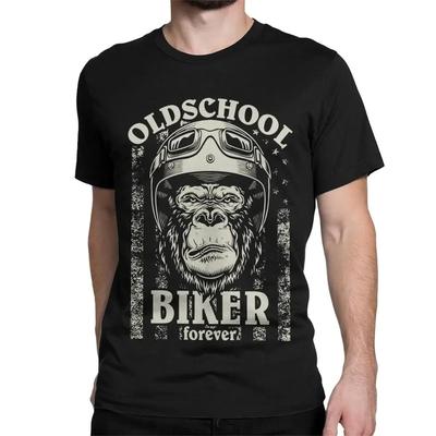 Old School Biker Motorcycle Bike  Men T Shirts Racing Tee Shirt Round Collar T-Shirt Cotton Birthday Present Clothing