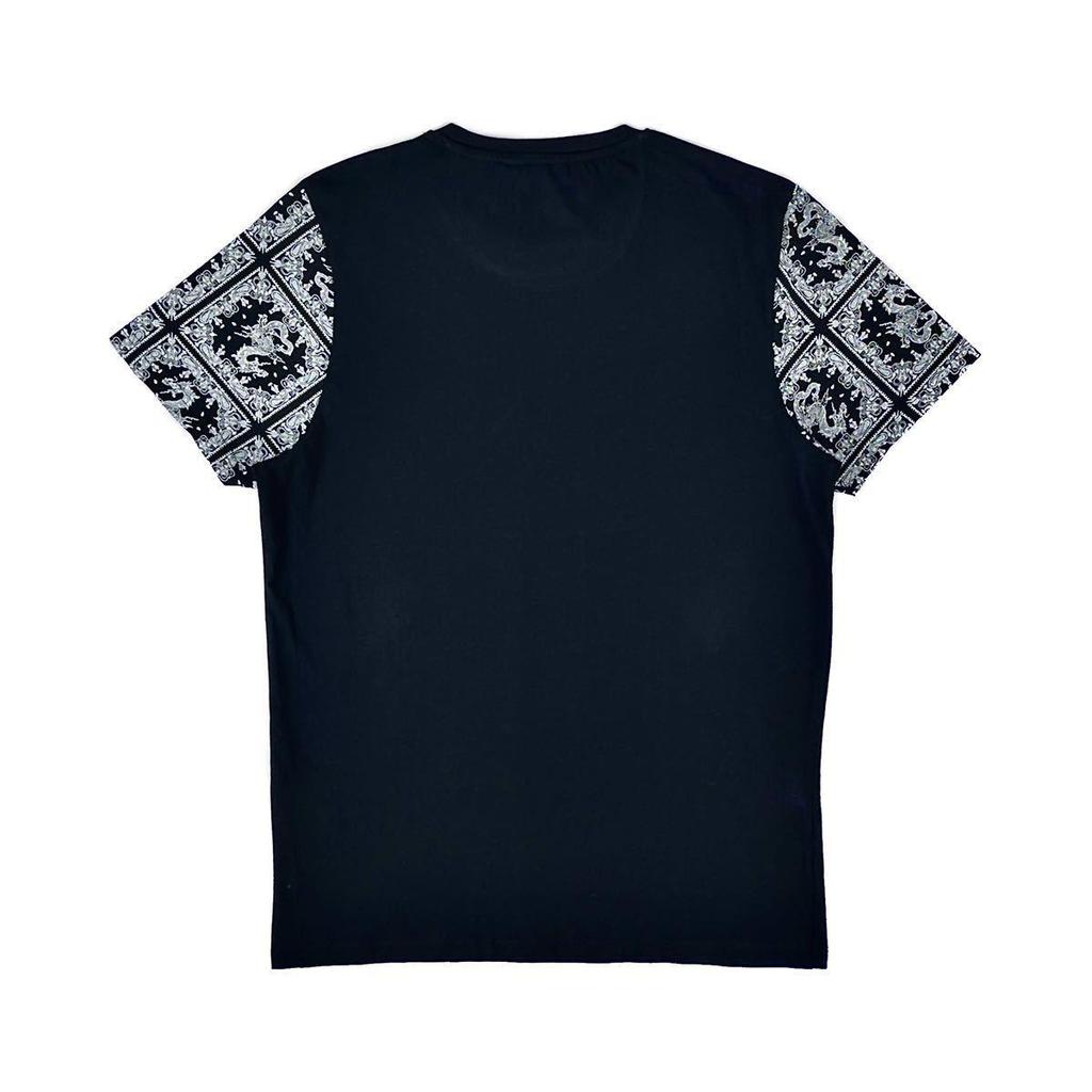 Used New BRAVE SOUL Paisley Panel Bandana Print Oriental Dragon Monochrome T-shirt UK Street M Size