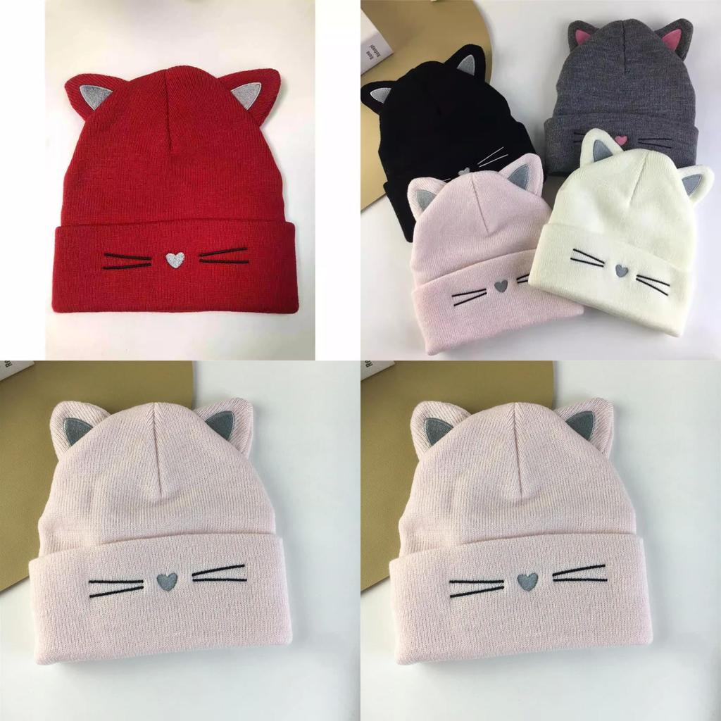 Cute Animal Design Knit Cap For Women Fall Winter Warm Polyester Beanie