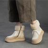 Johnature Warm Genuine Leather Snow Boots With Thick Bottom And Inner Wool Women's Short Boots