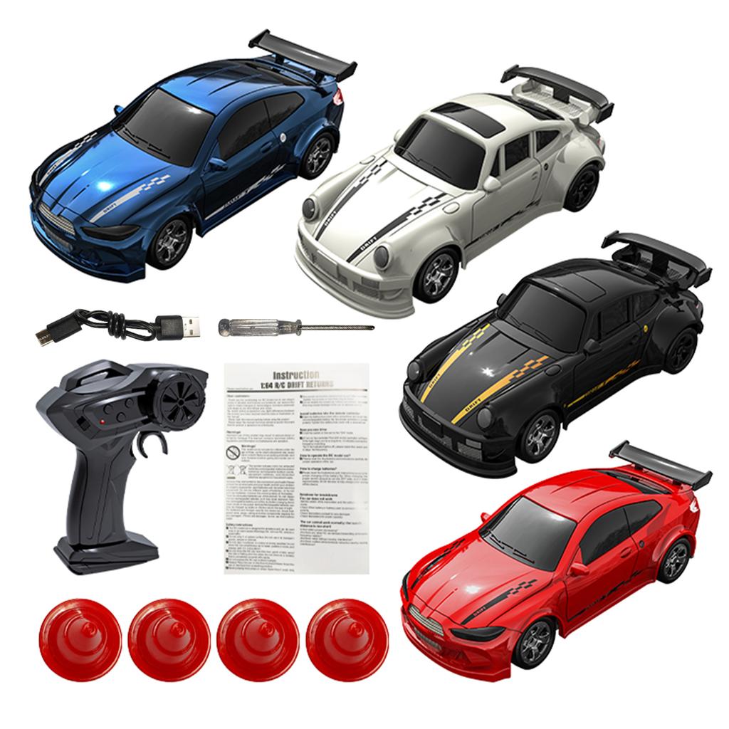 Remote Control Drift Car, 2.4GHz 4WD Mini Full Proportional Model Vehicle with LED Lights, Racing Sp