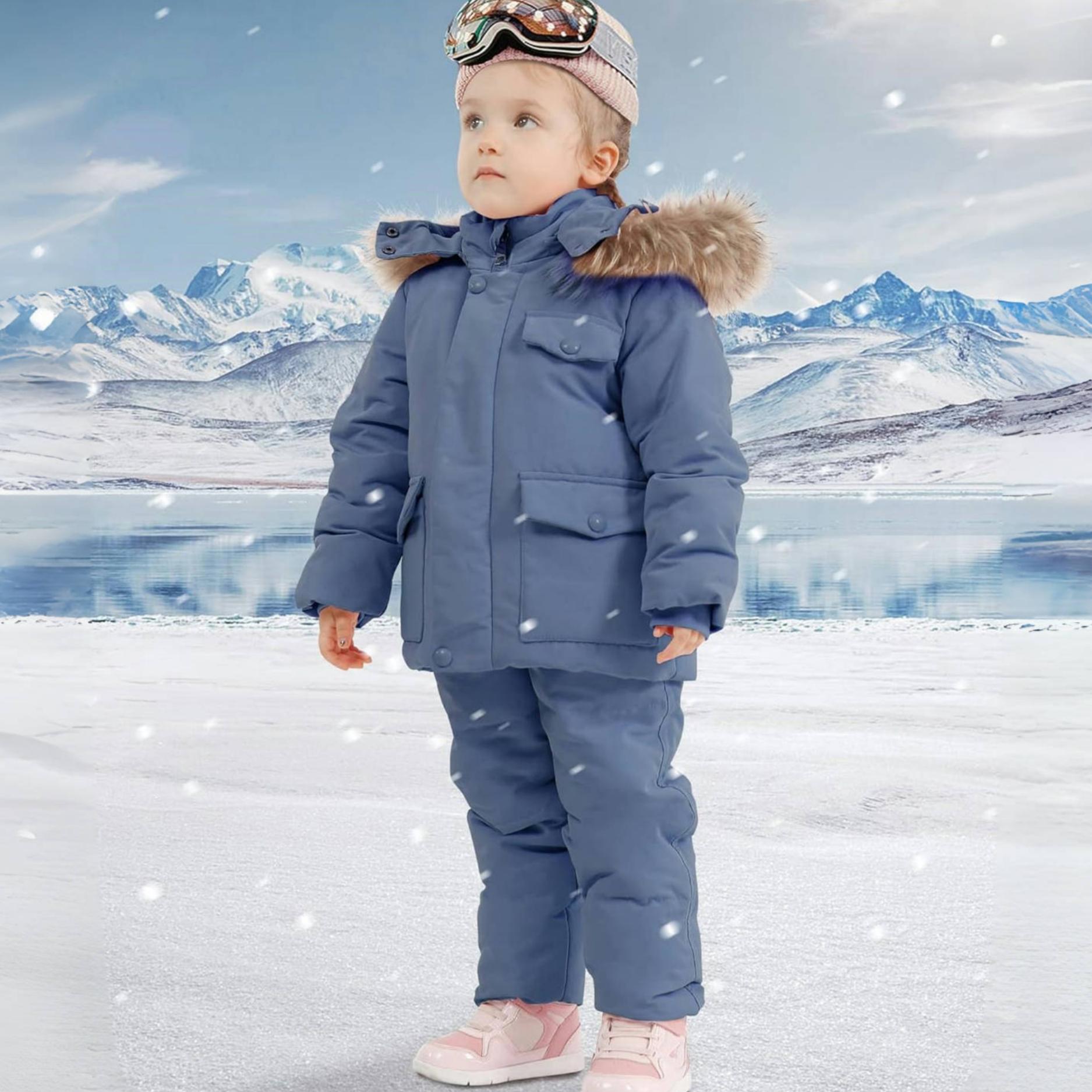 

Baby Winter Down Jacket Set – Warm Hooded Snowsuit for Toddlers Boys and Girls, 90% White Duck Down, 1–6 Years 110 синій впс колір