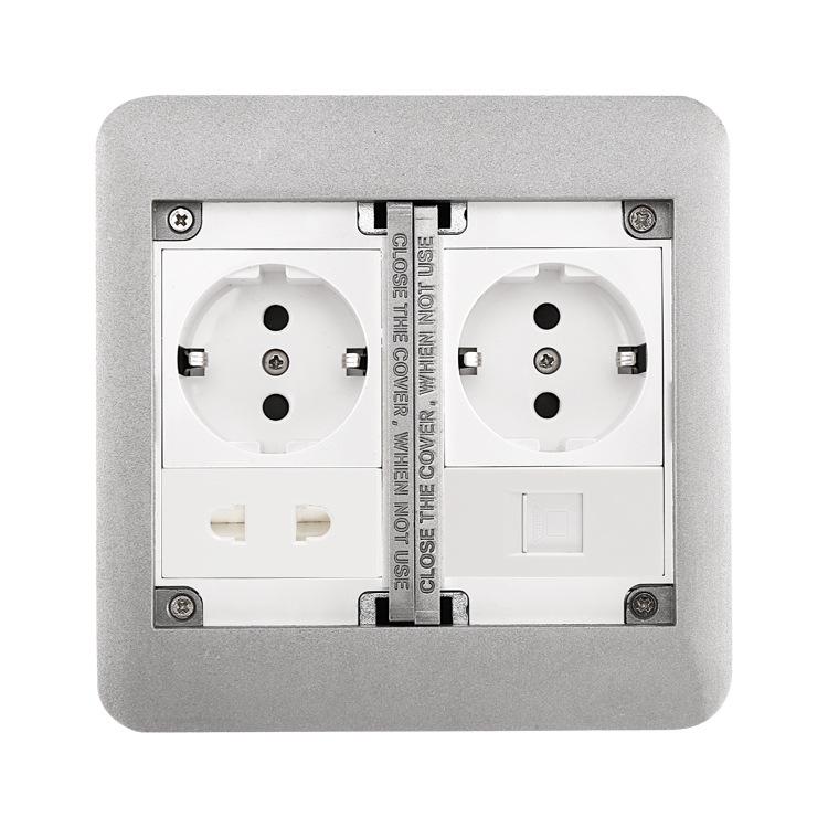Multifunctional Flip-Open European/German/British Standard Floor Socket