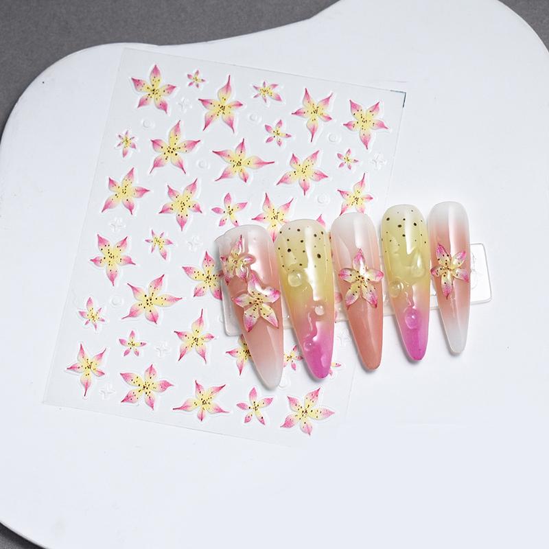 3D Nail Stickers Watercolor Nail Stickers Flower Nail Art Decals Beauty Flower Decoration For Tip Nail Beauty