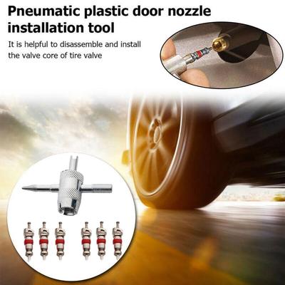 7 szt. 4-w-1 Narzędzie do usuwania trzpienia zaworu opony Ściągacz trzpienia zaworu Narzędzie do naprawy opon Usuwanie rdzenia zaworu Narzędzie do czyszczenia opon samochodowych