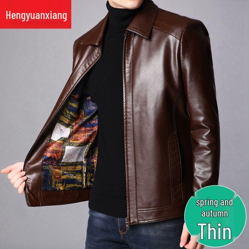 Men's Thickened Sheepskin Leather Jacket for Autumn and Winter - Perfect for Middle-aged and Elderly