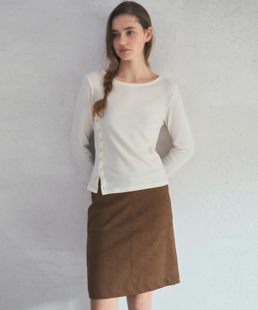 Aueonoseuteljia Punch Fake Suede Midi Skirt_Camel(O25-Sk19)