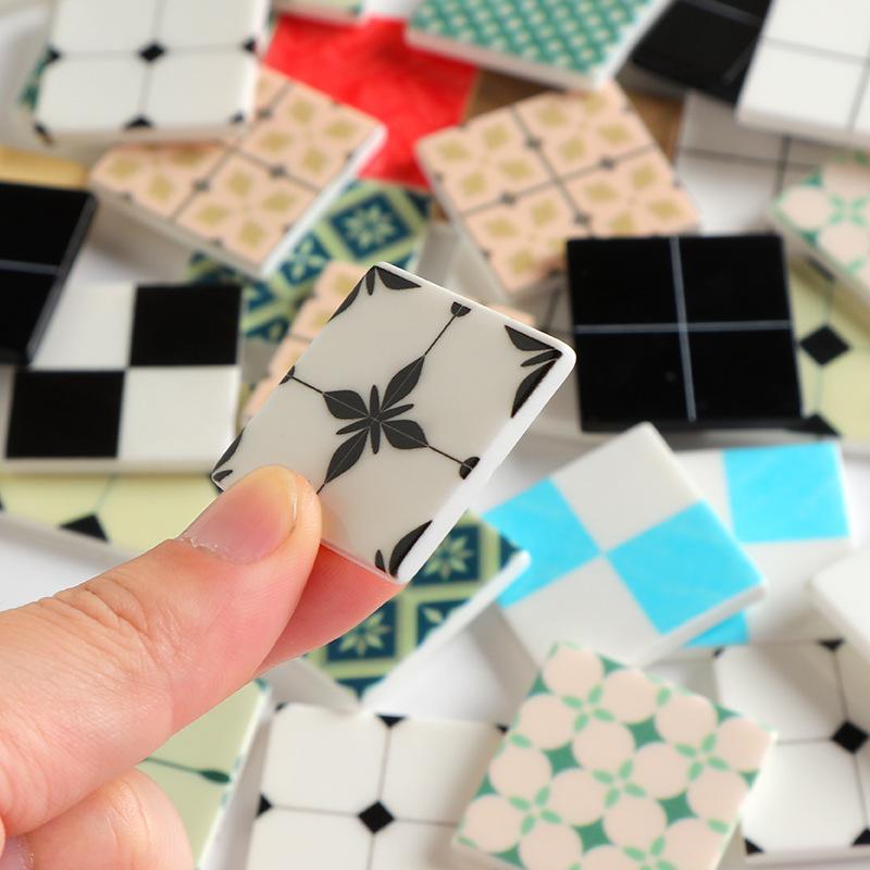 10Pcs 1:12 Dollhouse Furniture Simulation Square Floor Decoration Splicing Wooden Floor Diy Educational Pretend Play Toy