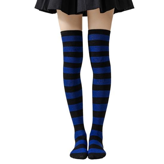 Striped Thigh High Socks Women Colorful Over-the-Knee Socks Retro Stretchy Thigh Highs for Girls Cosplay Lolita Costume