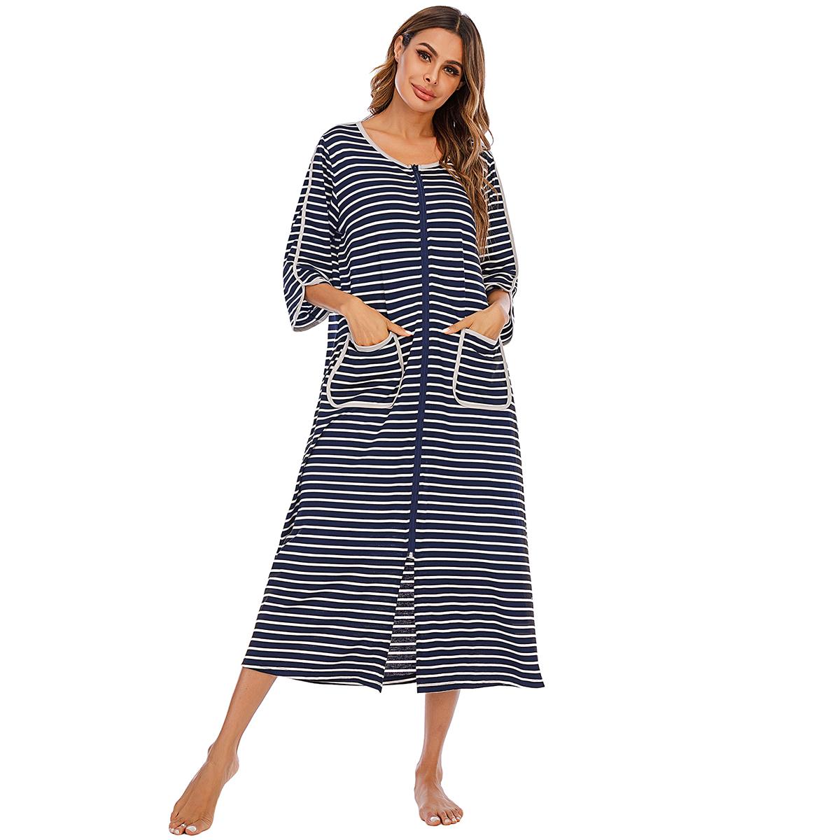 

Яркий олень, женский халат для беременных, пижама, халат для родов и родовспоможения, больничная полоска на молнии, длинные ночные рубашки для беременных, кормящих грудью, послеродовые ночные рубашки L темно-синий