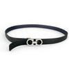 Pristine Salvatore Ferragamo Belt Double Gancini Reversible Navy Leather Mens Used
