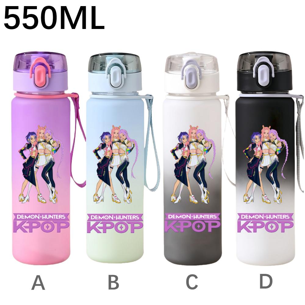550ML KPop Demon Hunters Cartoon Print Sport Water Bottle Leak Proof Water Cup Outdoor Sports Drinking Bottle Birthday Gifts