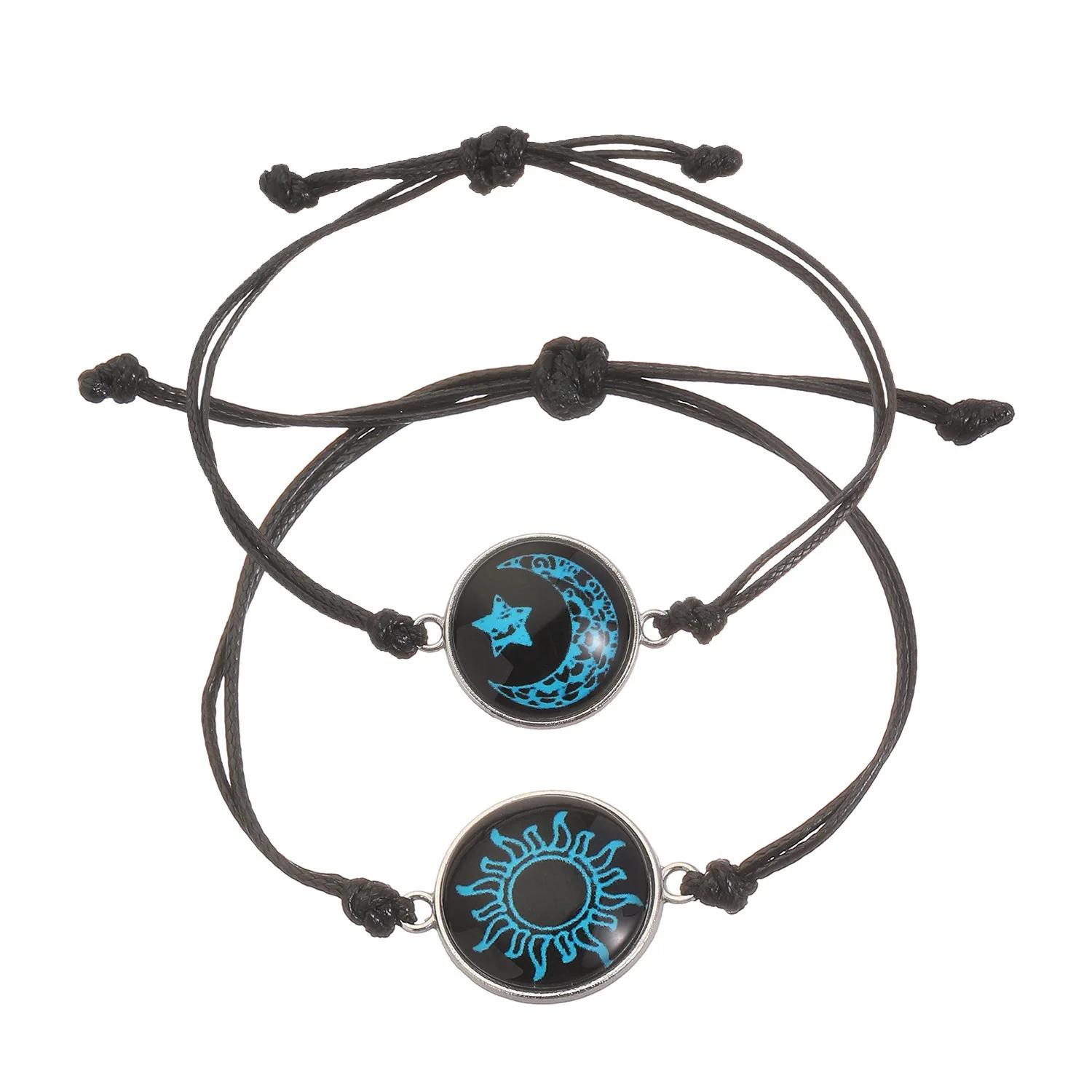 

Couples Bracelet for Women Lover Luminous Sun Moon Rope Charm Friendship Girlfriend Party 2 PCS/Set Jewelry Gift синій