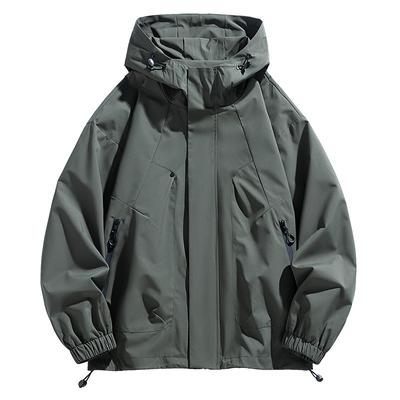 Men Jacket Hooded Windbreaker Trench Coats Oversize Plus Size Waterproof Black Bomber Camping Loose Thin Softshell