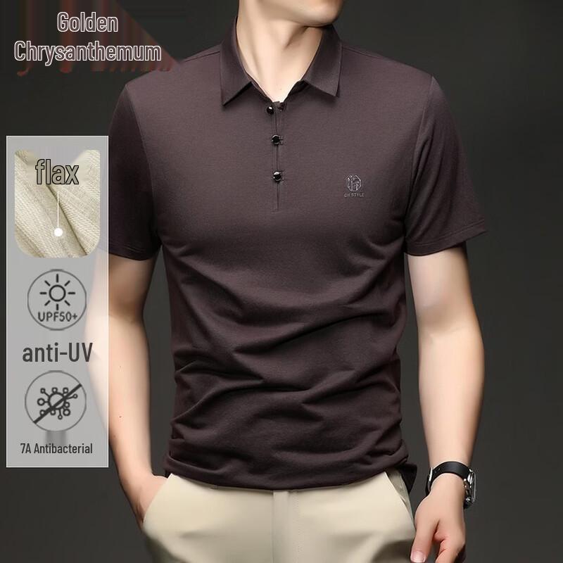 

Men s Breathable Linen Blend Business Casual Polo Shirt XL