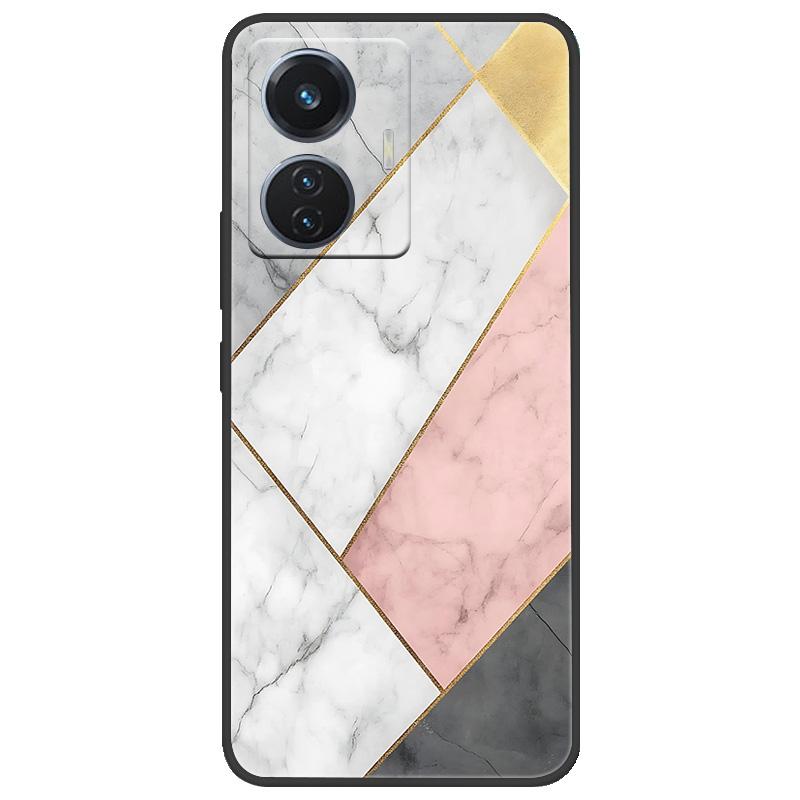 For Vivo T1 4G Y55 4G iQOO Z6 44 W V2153 Case Marble Soft Matte Silicone Back Cover For Vivo T1 44W Full Coverage Phone Shell