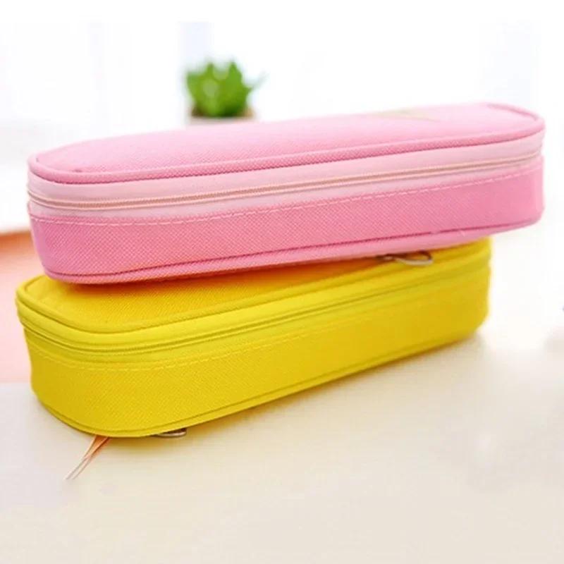New 1PC Pencil Case Canvas Box Stationery School Supplies Large Capacity Pen Bag Cute Pencil Pouch