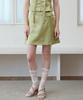 Opening Sunshine Strap Belt Satin Mini Skirt Jacquard Olive
