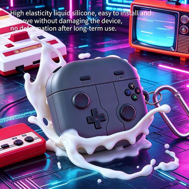 XDcase Retro Game‑Console Silicone Earbuds Case for Galaxy Buds4 / 4 Pro, Shockproof Cover with Carabiner