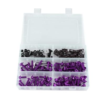 Frezon Universal Motorcycle Sport Bike Windshield Fairing Bolt Kit Fastener Clip Screws 177PCS Purple