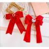 1pc New Year Girls Cute Red Gold Velvet Hairpins for Kids Children Sweet Hair Rope Hair Clip Barrettes Fashion Bow Accessories