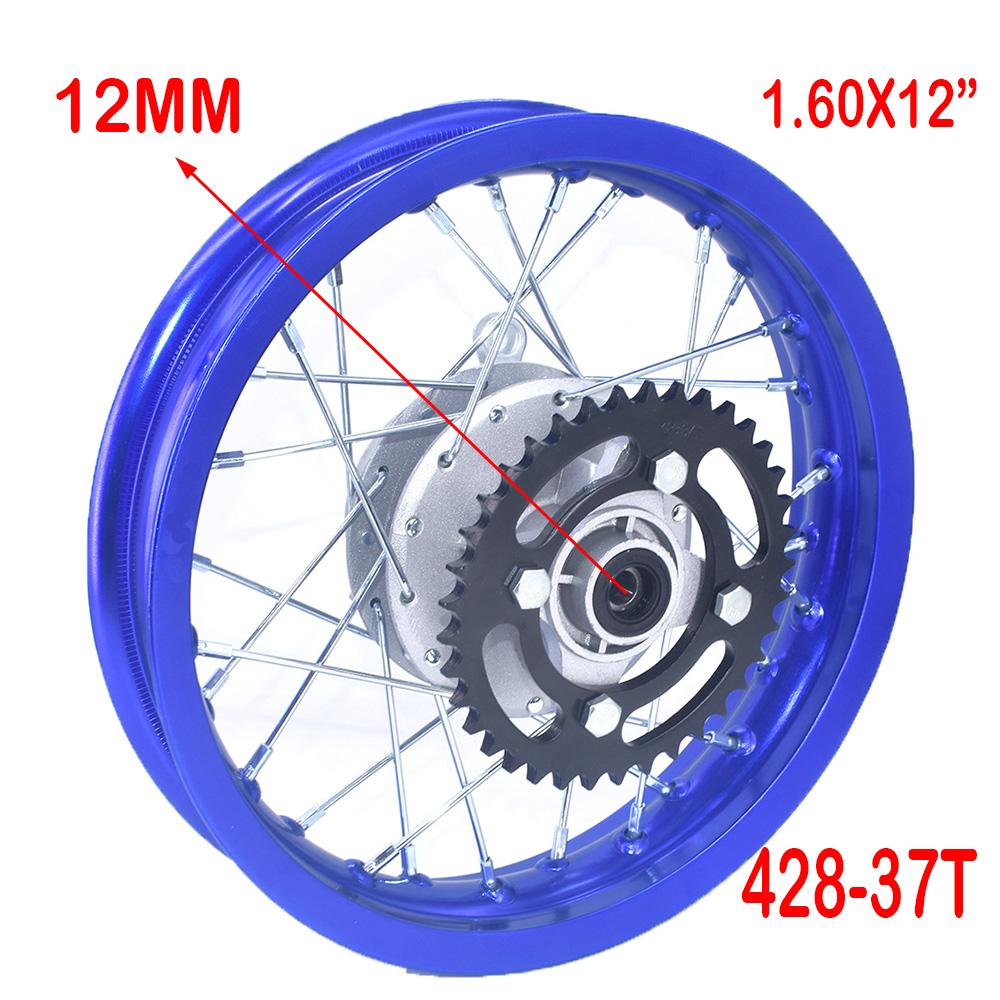 Rear Drum Brake 1.60x12 Inch 1.85x12 Inch Aluminum Wheel Rims Circle Hub with Sprocket For Kayo CRF Dirt Pit Bike Motorcycle