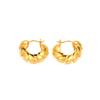 Cold Wind Niche Design Striped Hollow Versatile Earrings 18K Real Gold Earrings Semi-Round Stud Earrings Women