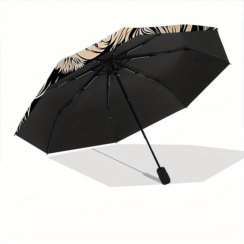 1pc Lion Mandala Pattern Automatic Umbrella - 8-Rib Foldable Design, Outdoor Adventures, and Family Celebrations Y250829081