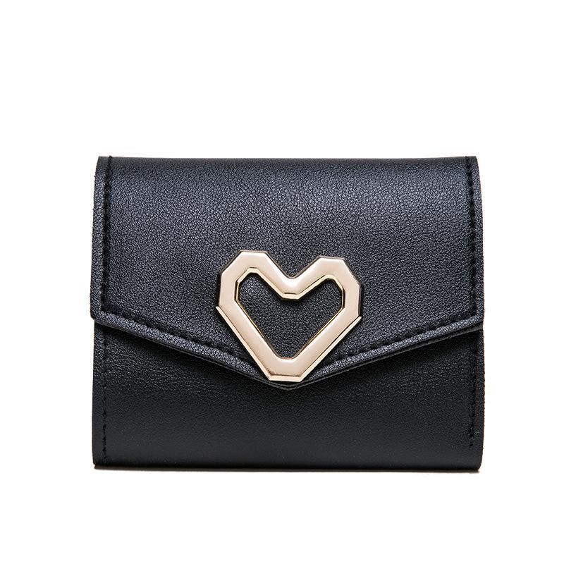 Women's Heart-Shaped Coin Purse – Solid Color, Multi-Layer Card Holder, Korean Style, Summer 2025.