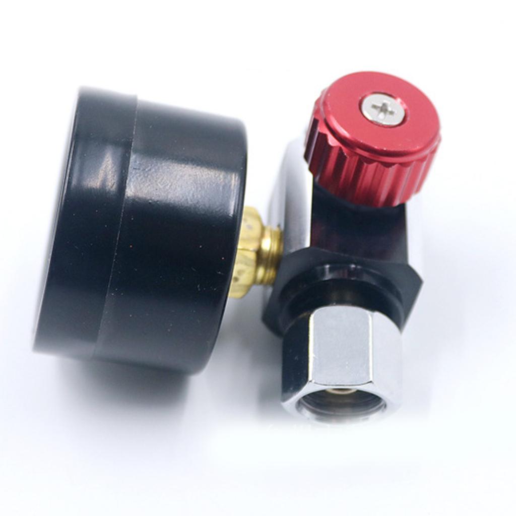 Practical 1/4" Spray Gun-Air Regulator Gauge Red & Blue Air Adjusting for Valve Regulator for Spray Guns and Pneumatic T
