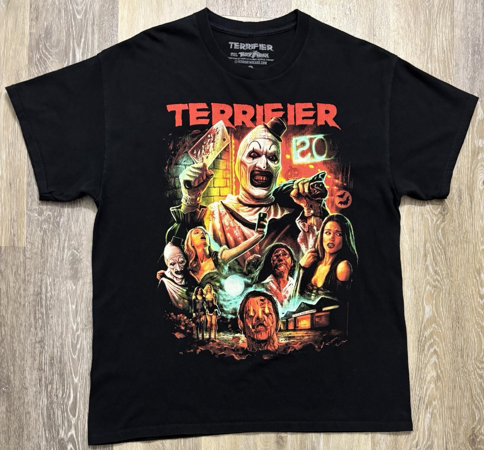 Terror Threads Terrifier T-Shirt Size Large Art The Clown Gore Horror Unisex T-Shirt XXXXL