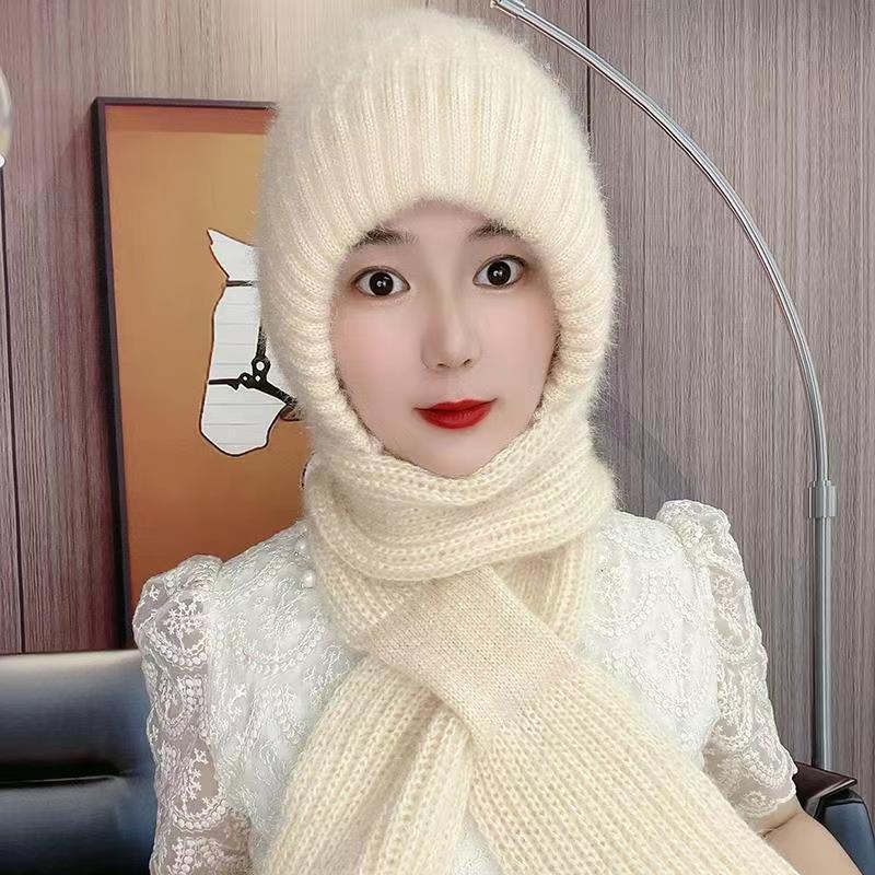 Korean Winter Ear Protection And Neck Protection Knitted Hat For Women
