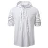 Herren Schnürhemd mit Kapuze Langarm Lässiges Retro Oberteil für Herren Frühling Herbst Mode Mehrfarbig Herrenbluse