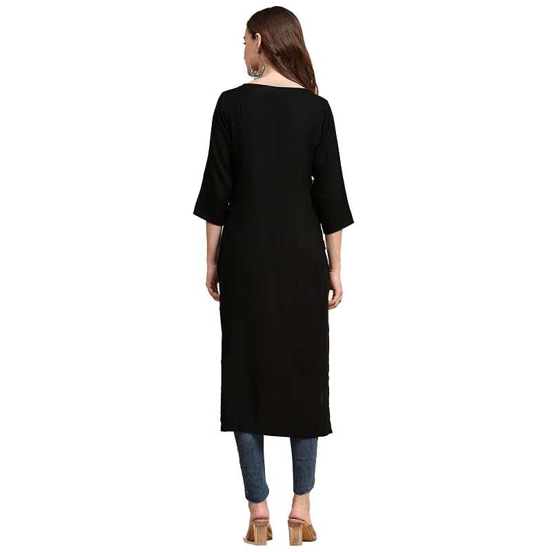 Weavers Villa Women' Cotton Plain Straight Kurta (Medium)